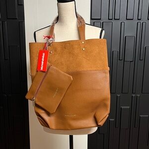 Montana West Tan and Brown Tote Bag with Small Bag